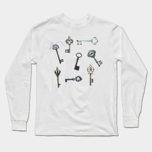 Vintage Keys Steampunk Theme Long Sleeve T-Shirt